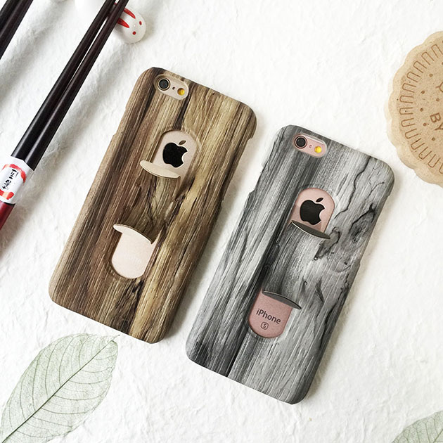 เคส iPhone 7 เคส 7 Plus ลายไม้ พร้อมขาตั้ง